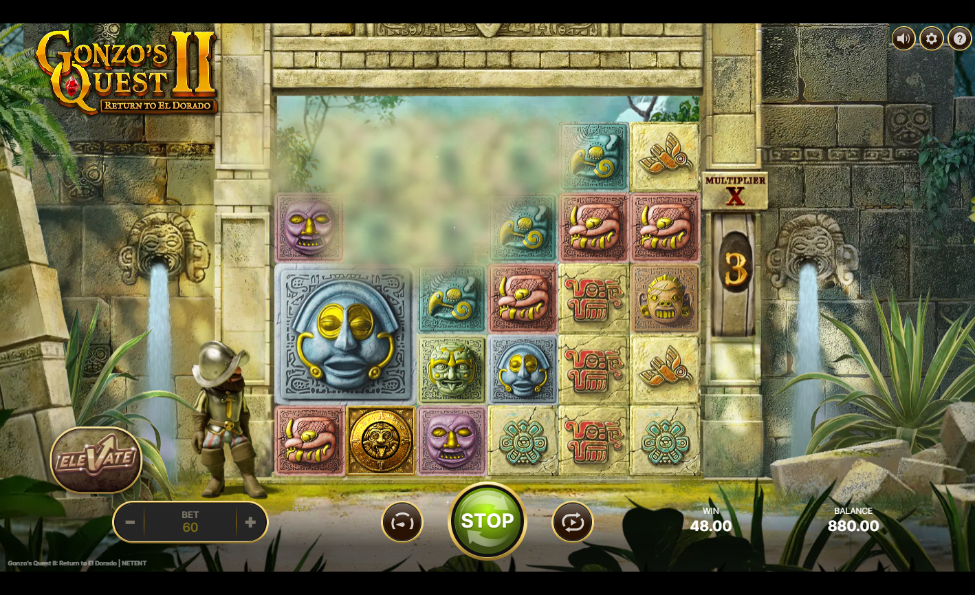 Gonzo's Quest 2: Return to El Dorado slot gameplay screenshot