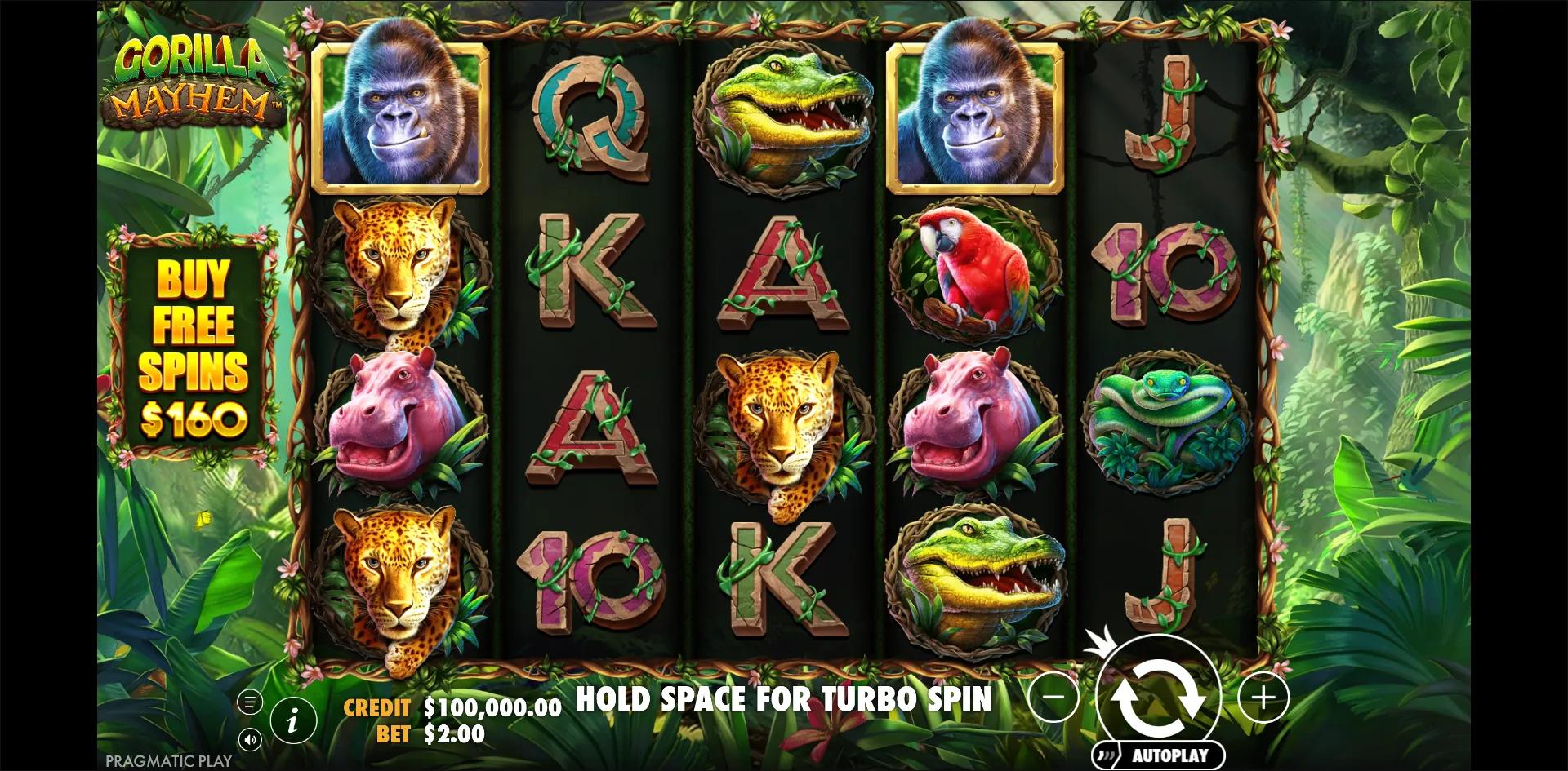 Gorilla Mayhem slot gameplay screenshot