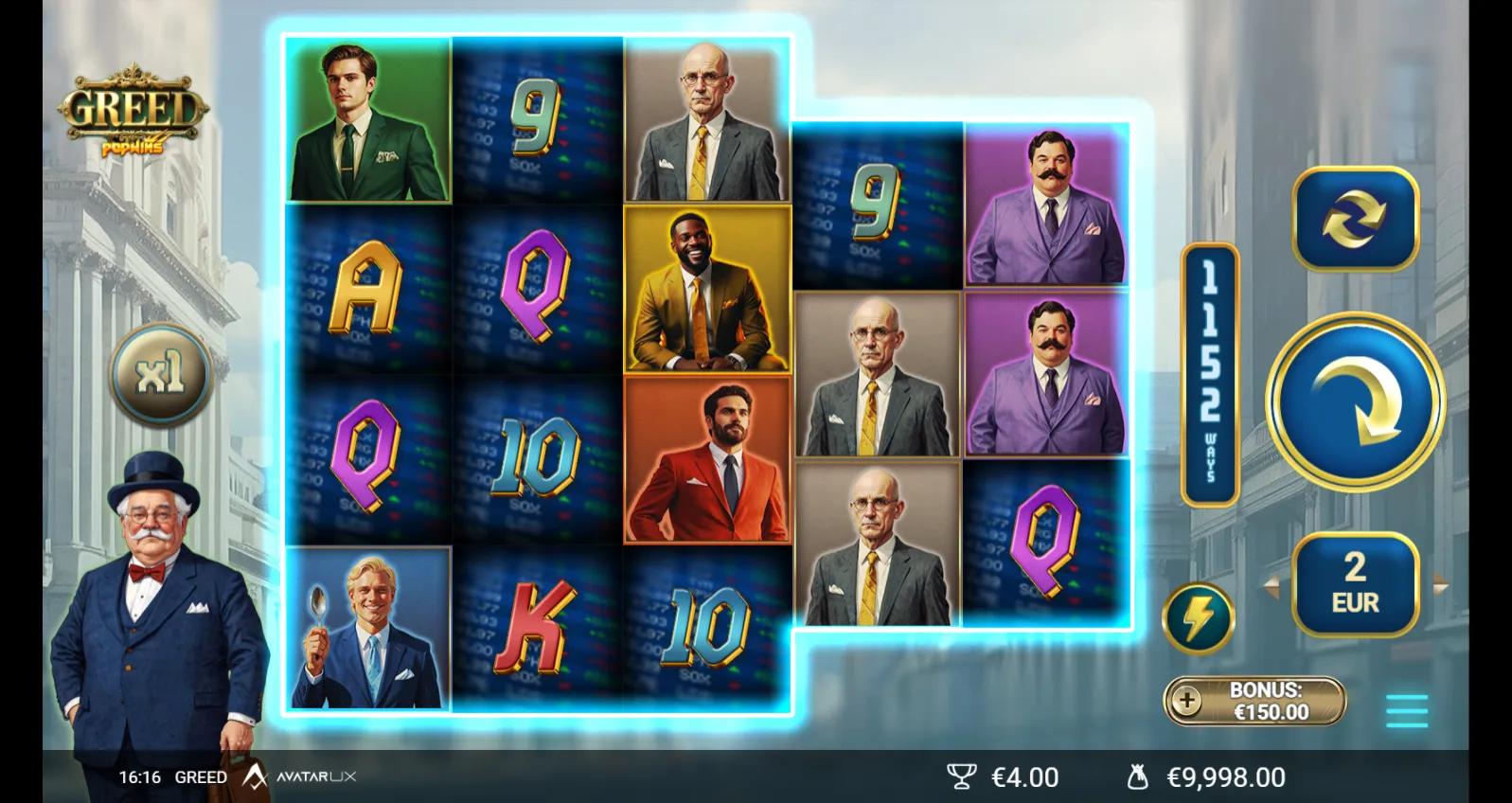 Greed slot gameplay screenshot