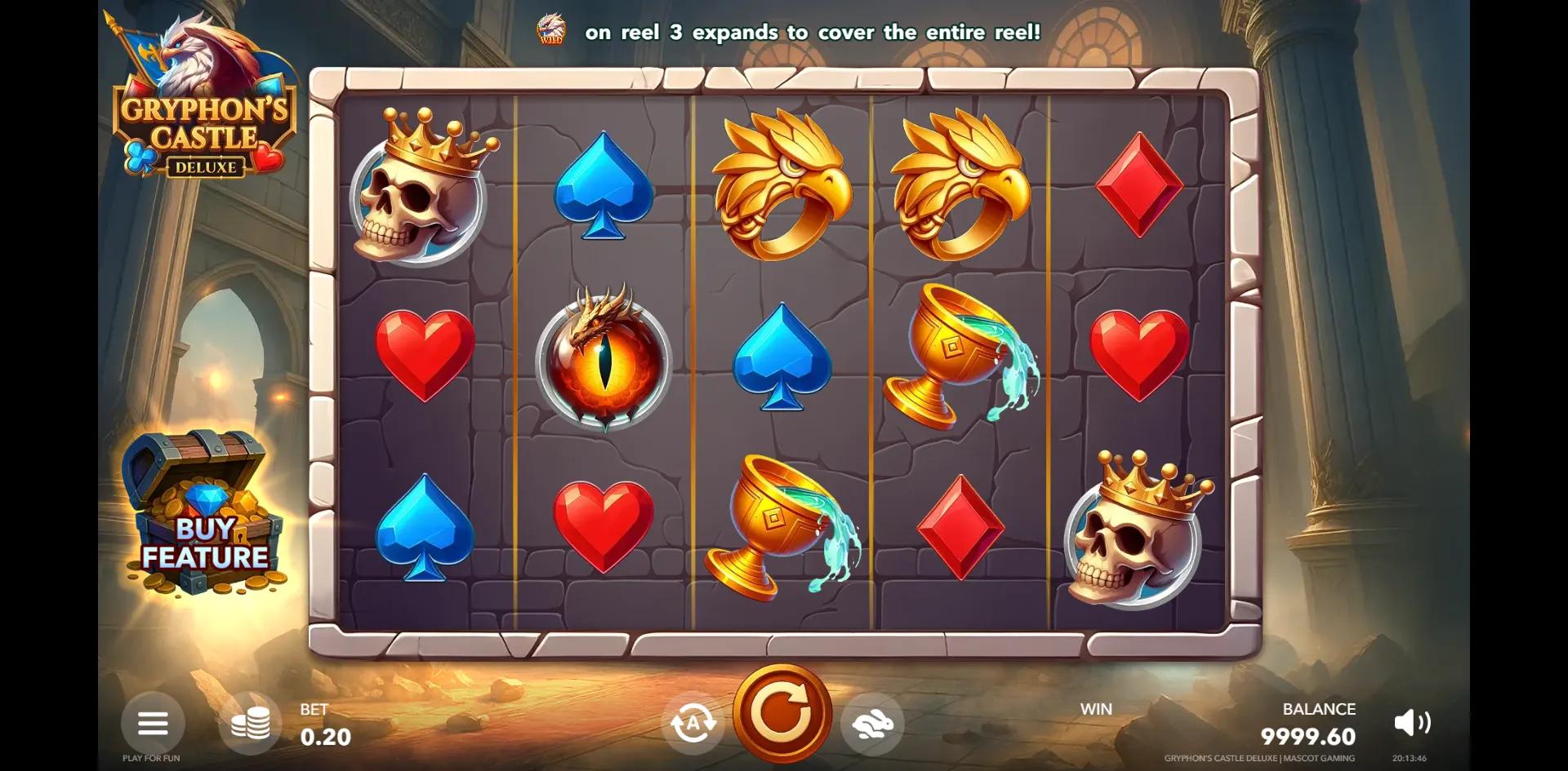 Mascot Gaming's Gryphon's Castle Deluxe slot - Fantasy theme, medium volatility action