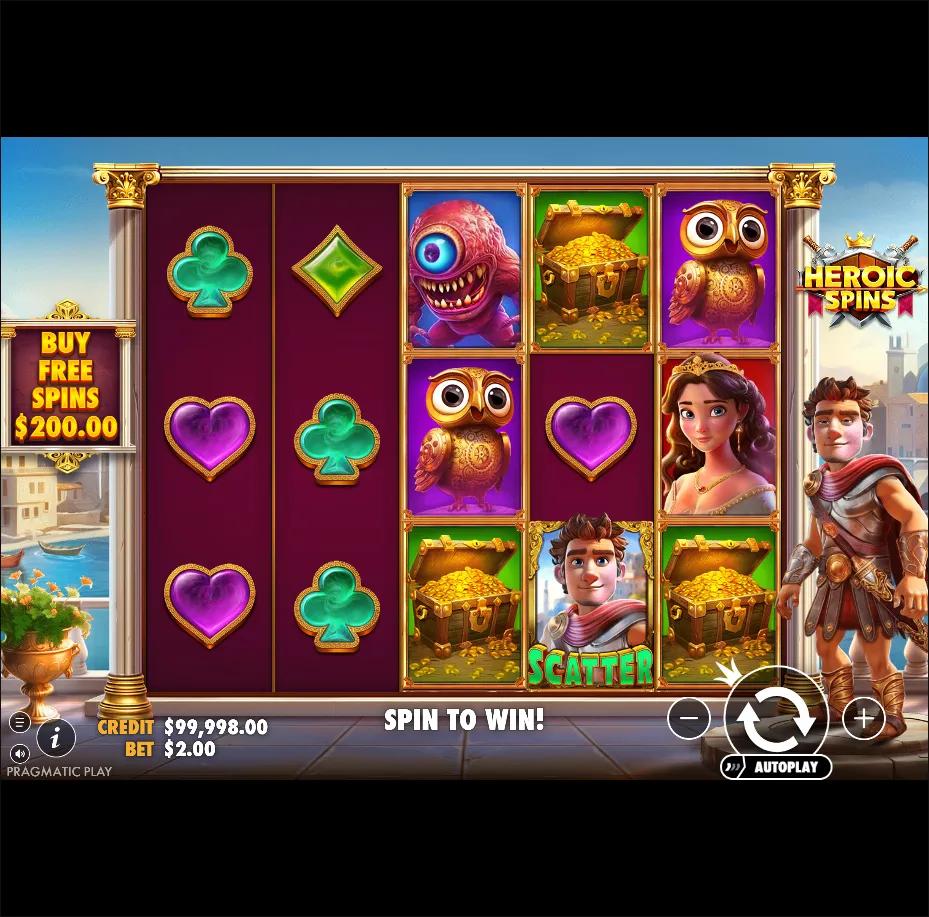 Heroic Spins slot gameplay screenshot