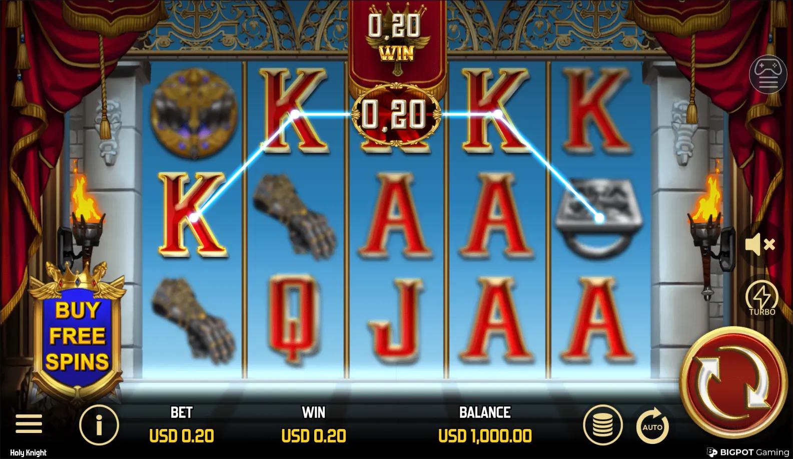 Holy Knight slot gameplay screenshot