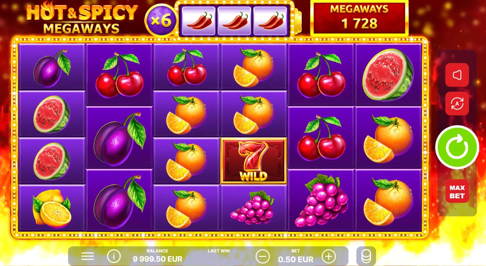 Hot and Spicy Megaways slot gameplay screenshot