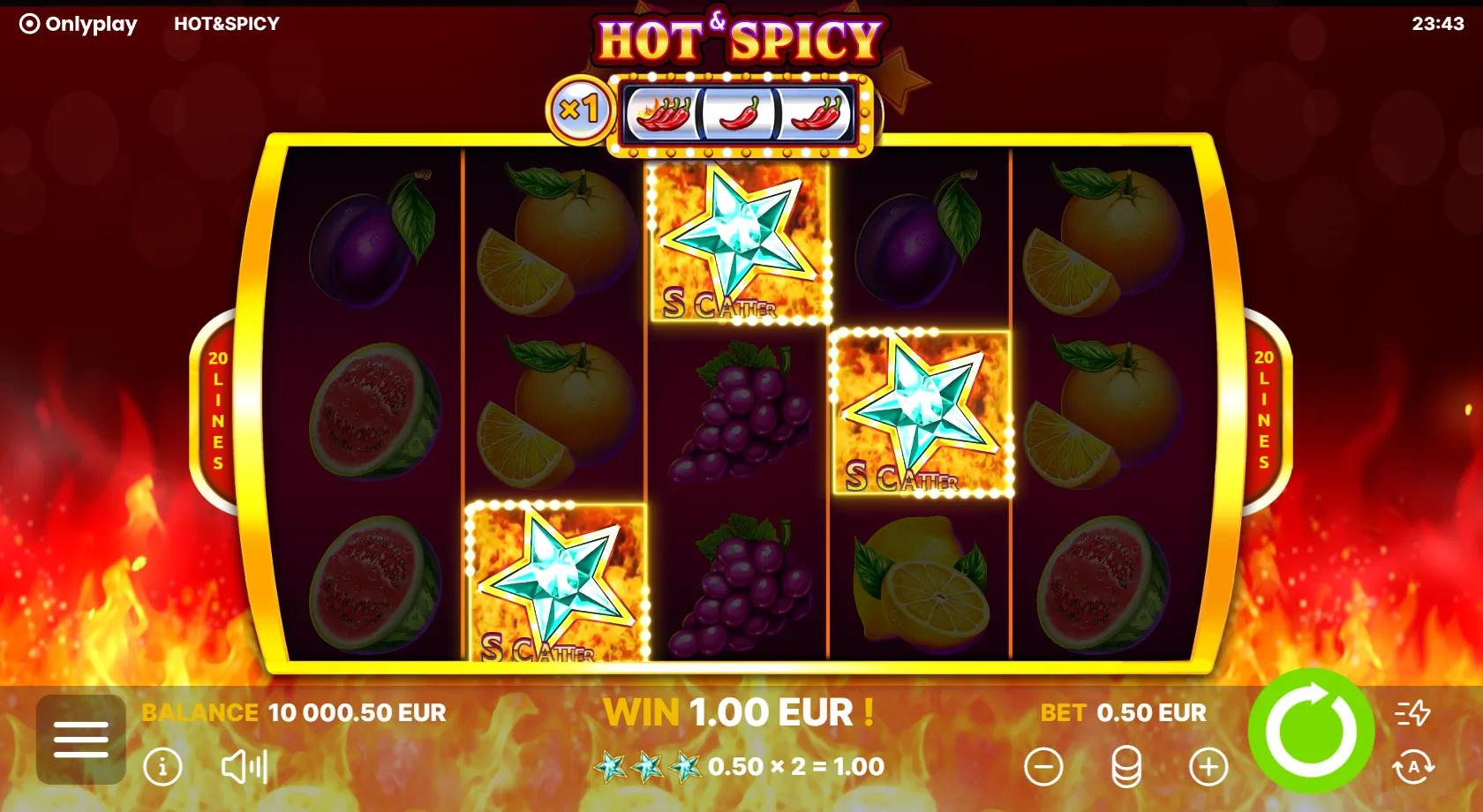 Hot and Spicy slot gameplay screenshot