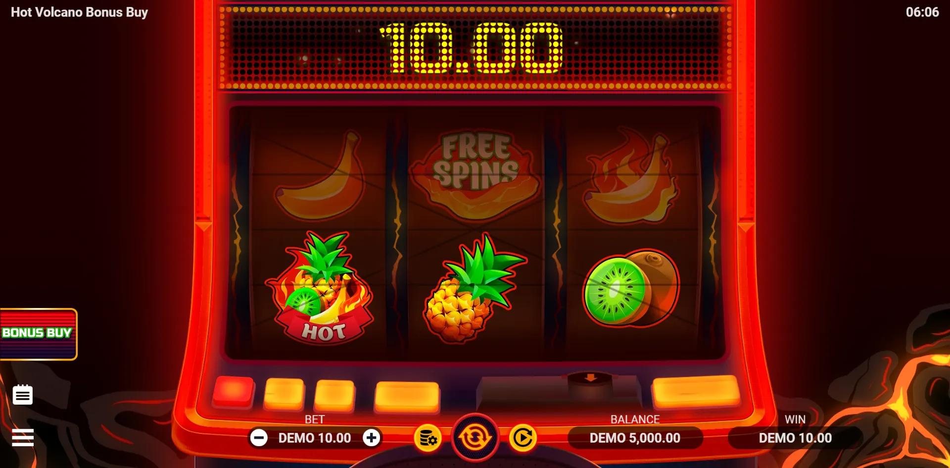 Hot Volcano Bonus Buy slot gameplay screenshot
