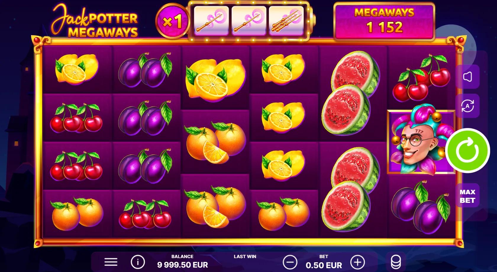 Jack Potter Megaways slot gameplay screenshot