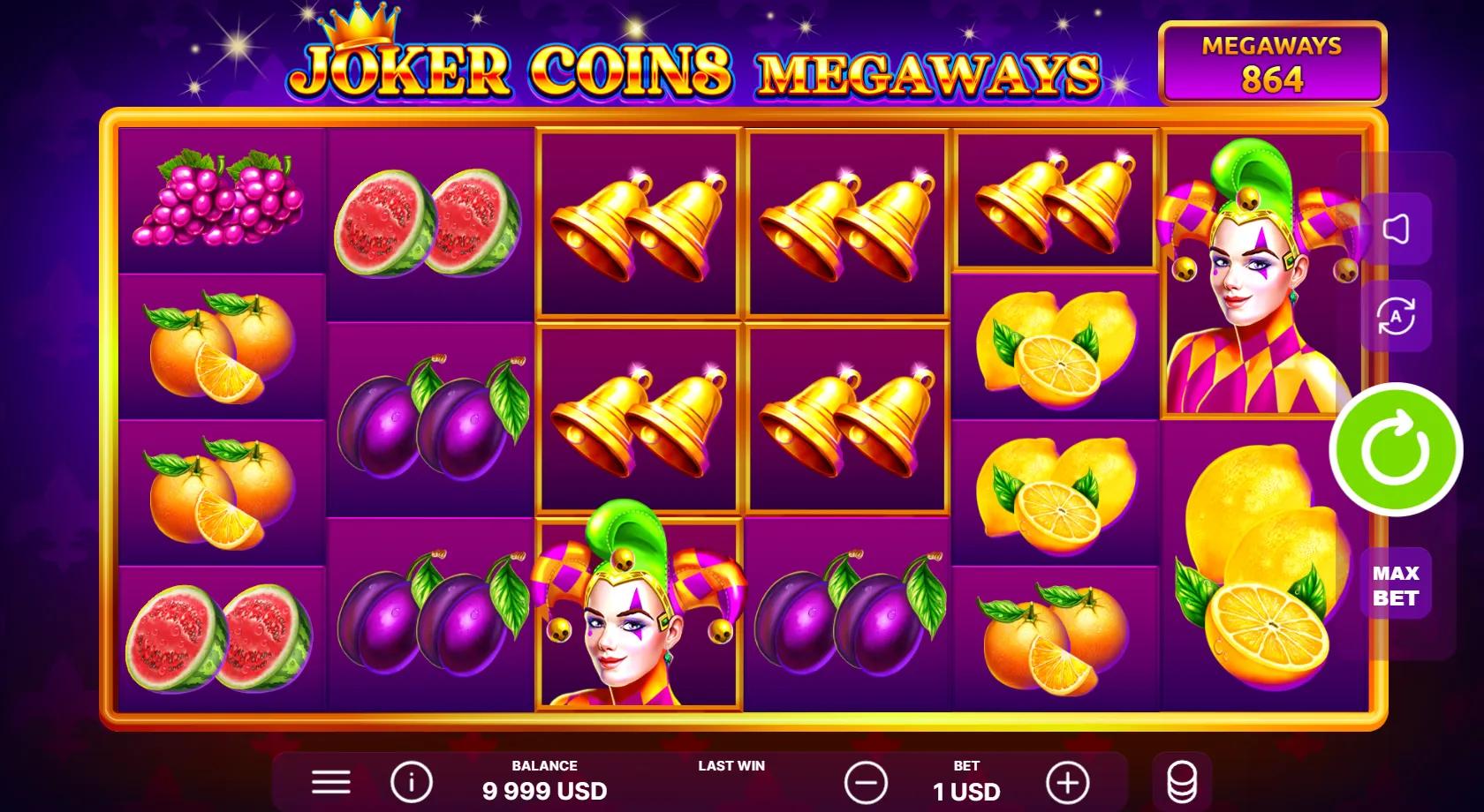 Joker Coins Megaways slot gameplay screenshot