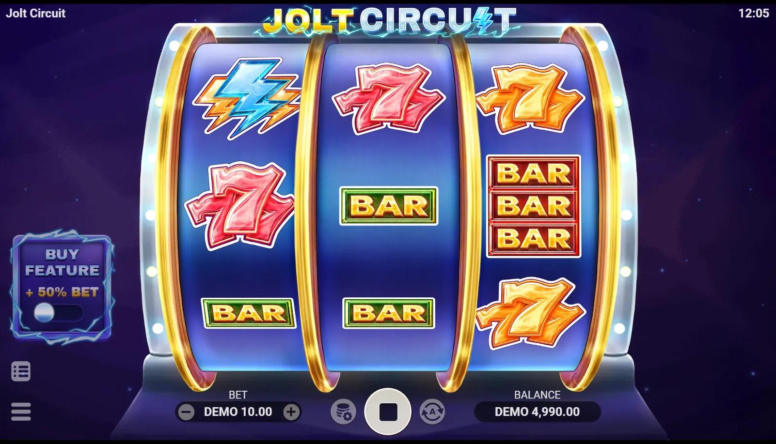 Classic slot Jolt Circuit from Evoplay during gameplay