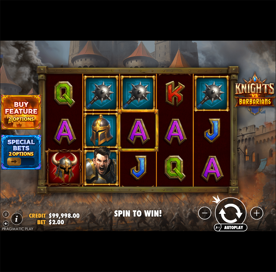 Knights vs Barbarians slot by Pragmatic Play gameplay screenshot