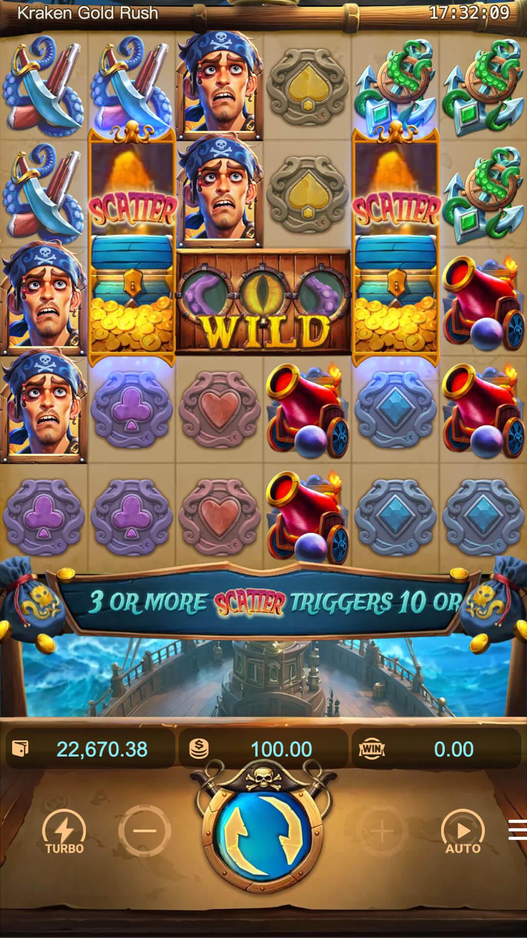 Kraken Gold Rush slot gameplay screenshot