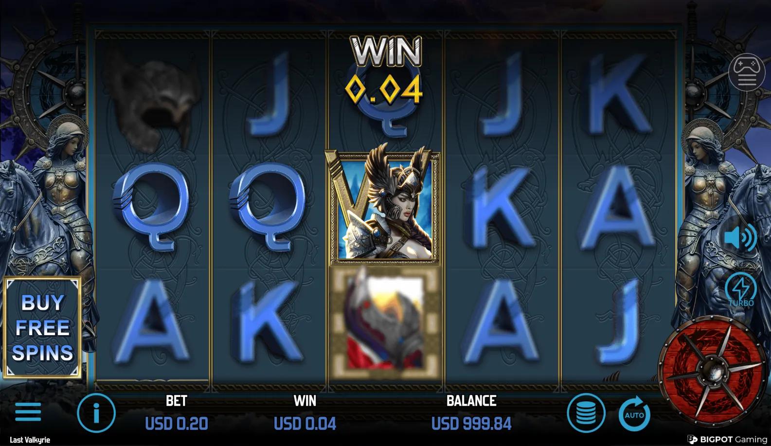 Last Valkyrie slot gameplay screenshot