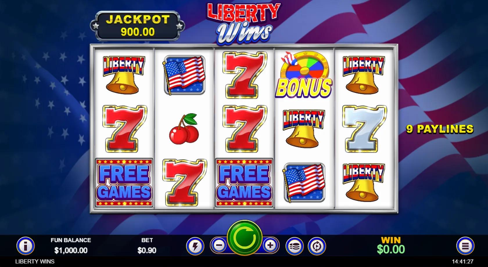 Liberty Wins slot gameplay screenshot
