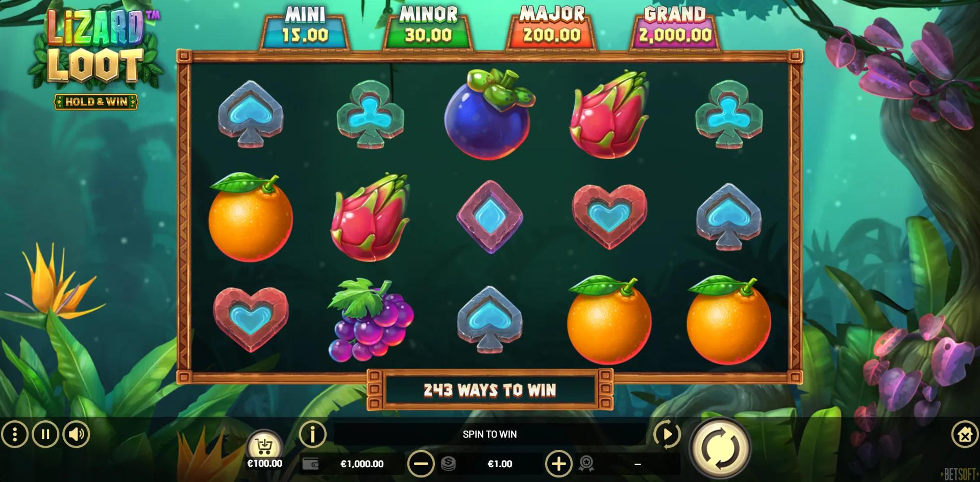 Lizard Loot Hold & Win slot gameplay screenshot