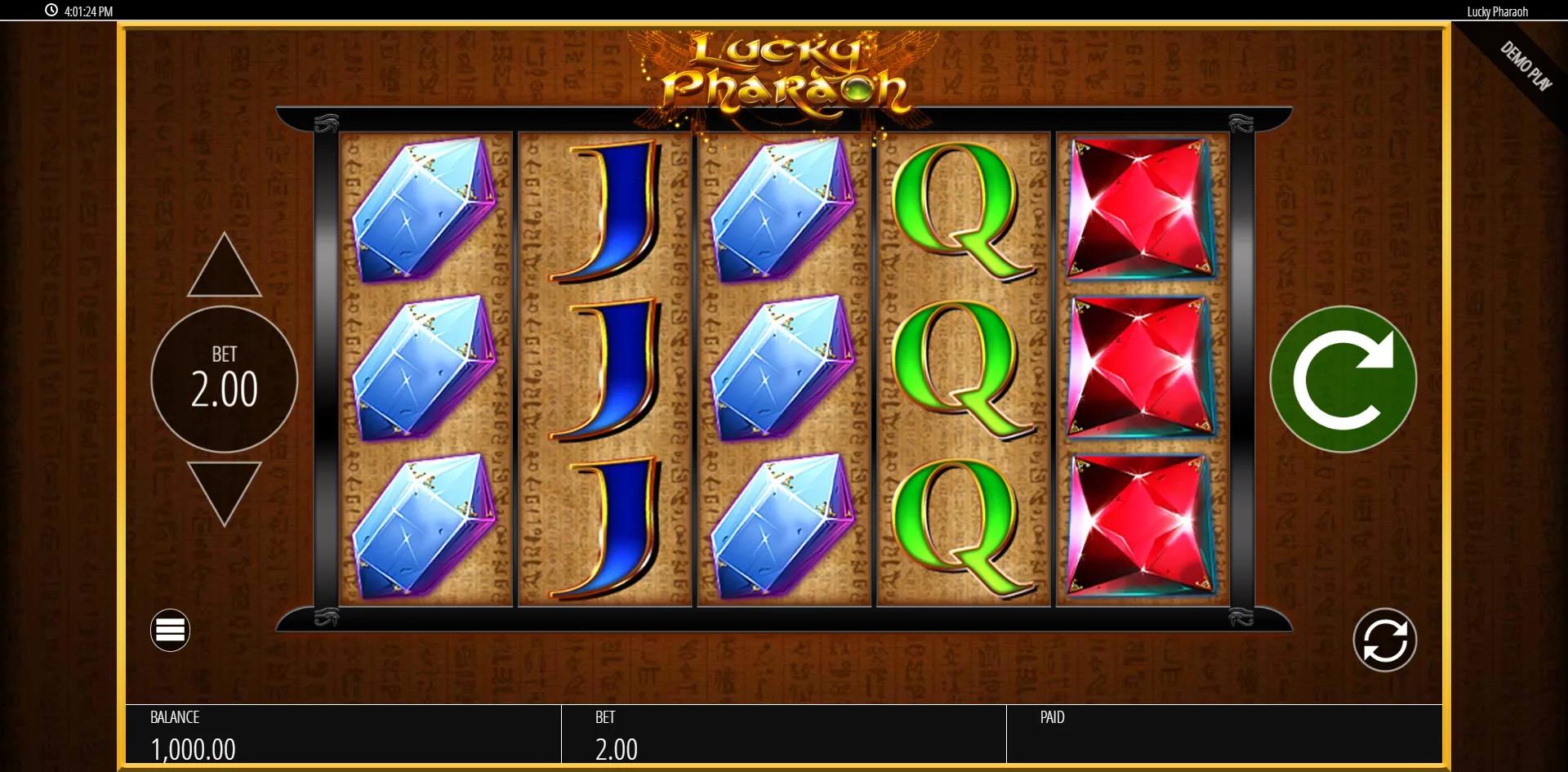 Lucky Pharaoh slot gameplay screenshot