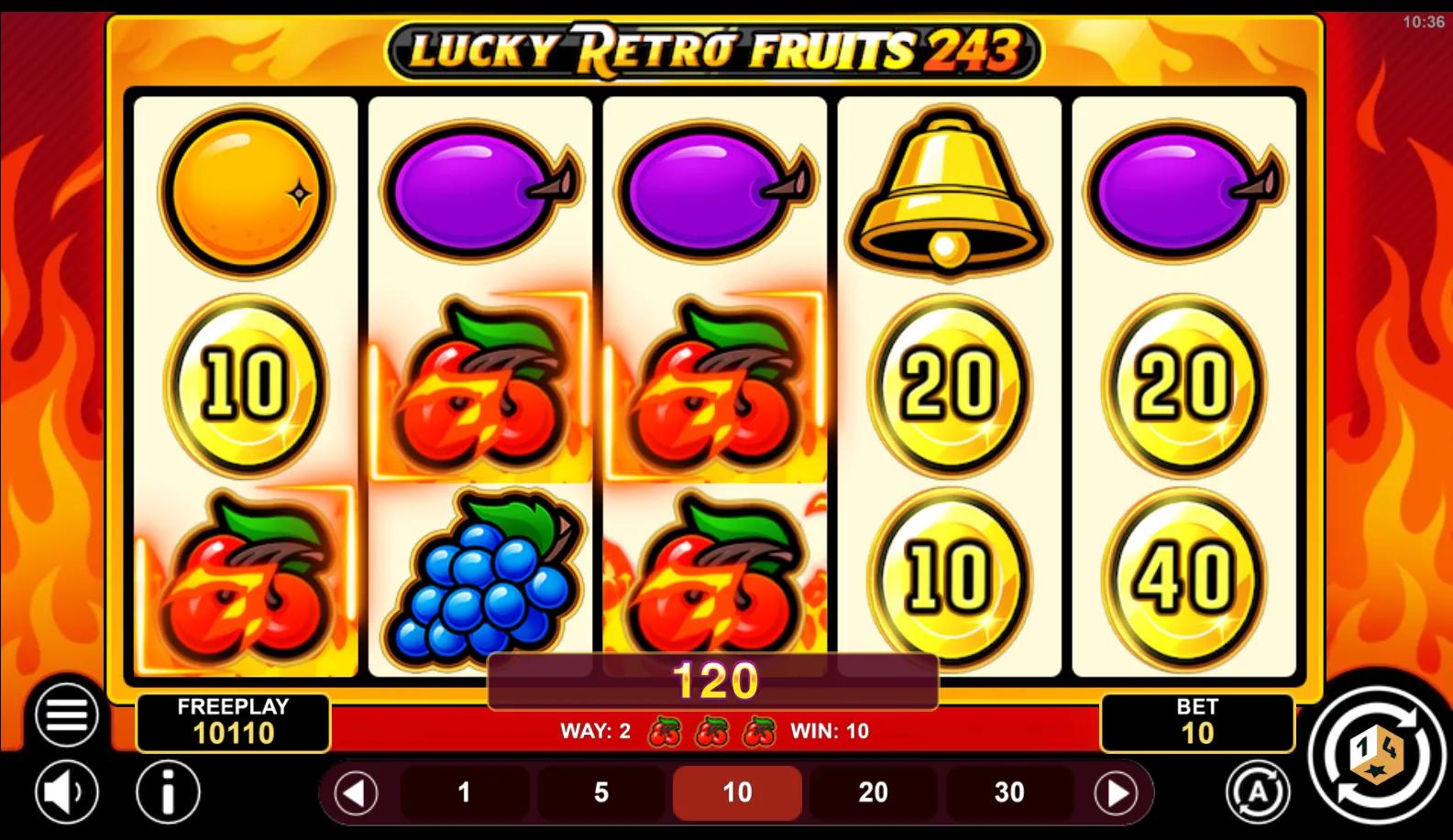 Lucky Retro Fruits 243 slot gameplay screenshot