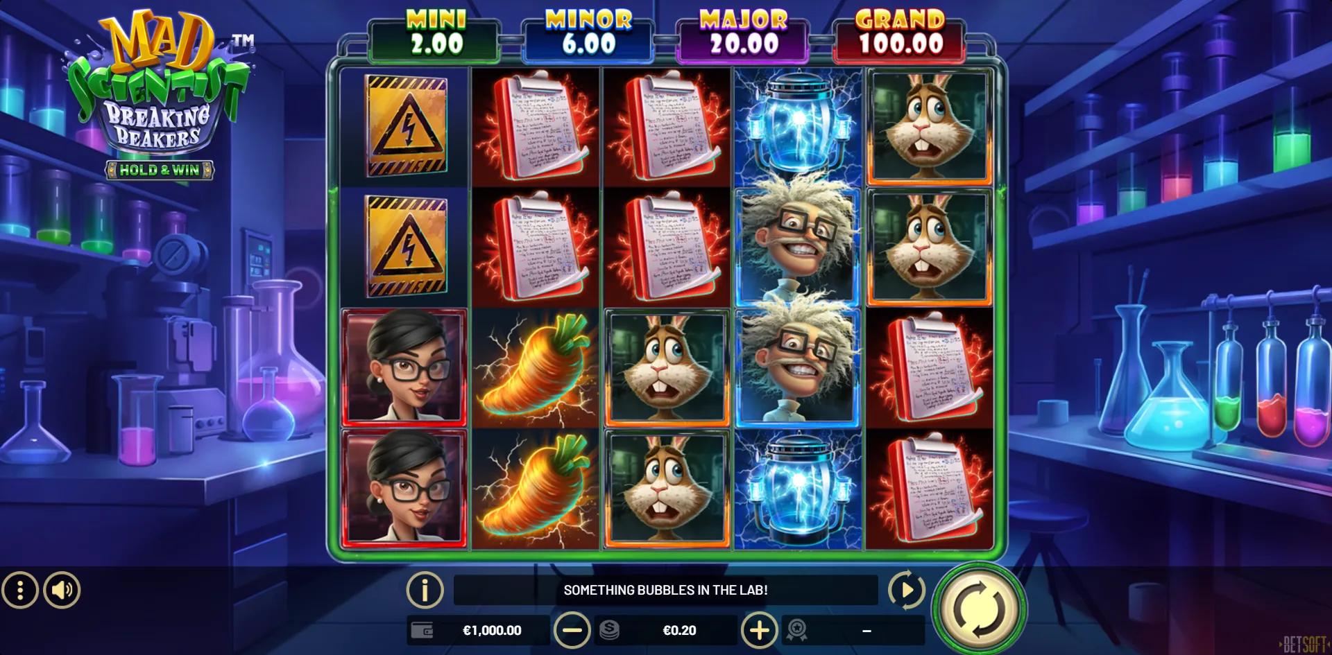 Mad Scientist Breaking Beakers slot gameplay screenshot