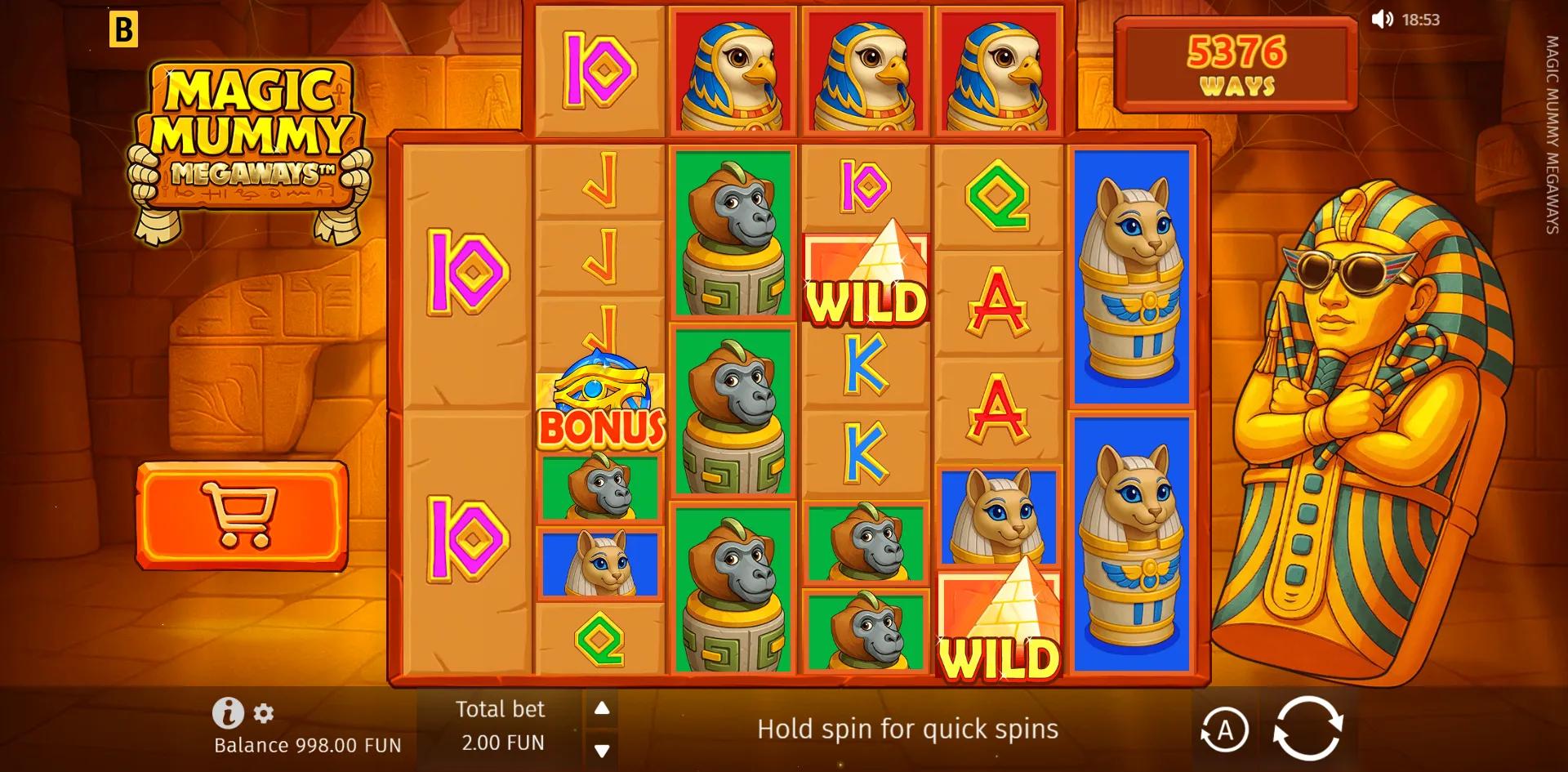Magic Mummy Megaways slot gameplay screenshot