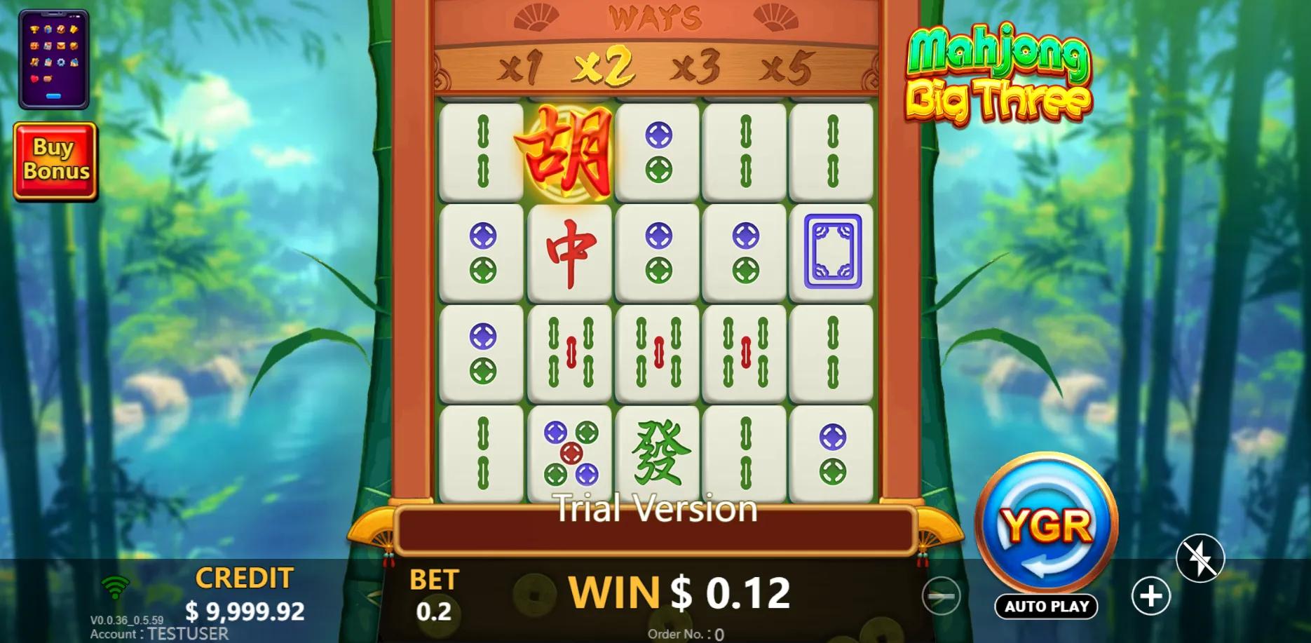 Mahjong Big Three slot gameplay screenshot