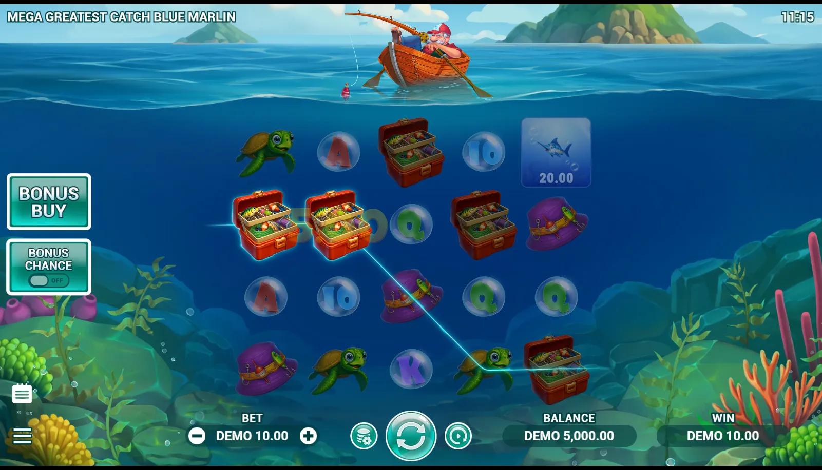Mega Greatest Catch: Blue Marlin slot gameplay screenshot