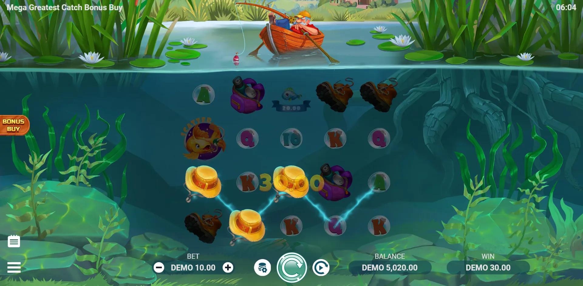 Mega Greatest Catch Bonus Buy slot gameplay screenshot