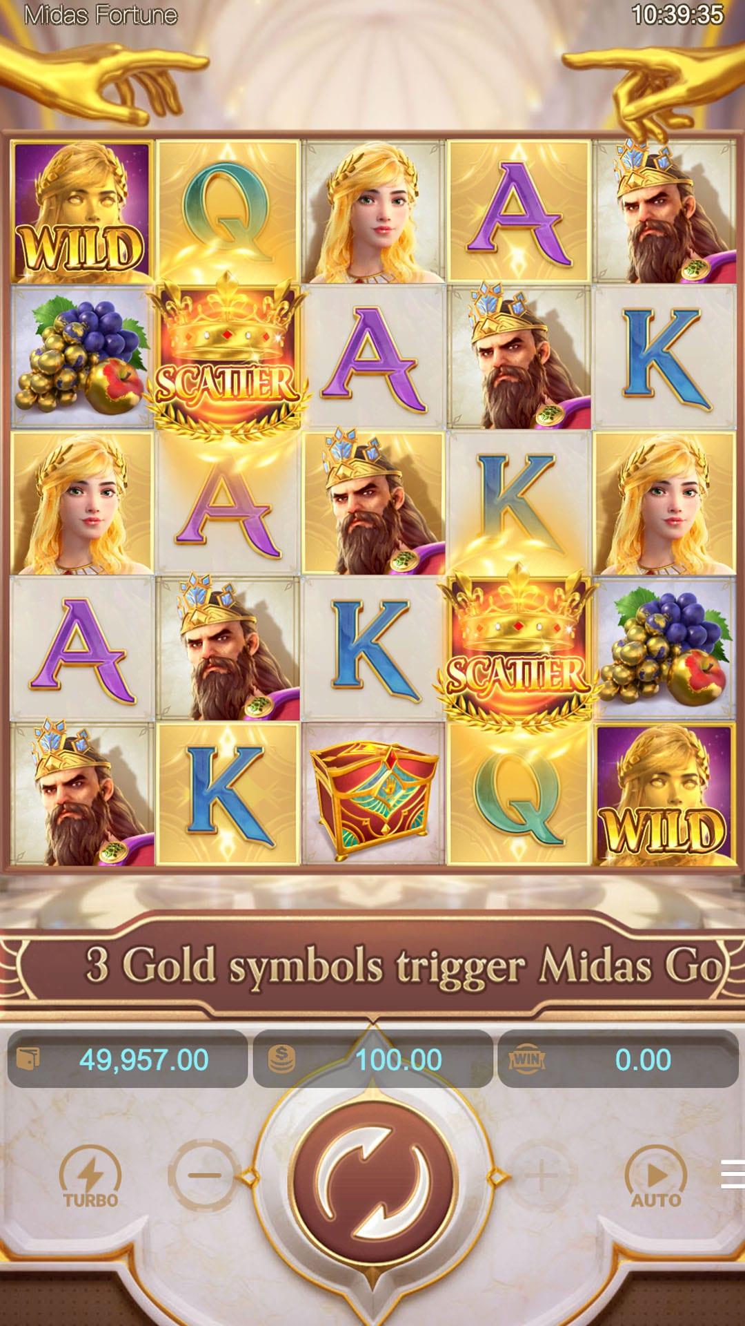 Midas Fortune slot gameplay screenshot
