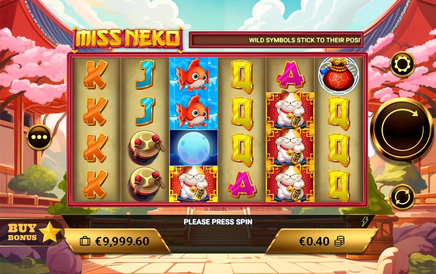 Miss Neko slot gameplay screenshot
