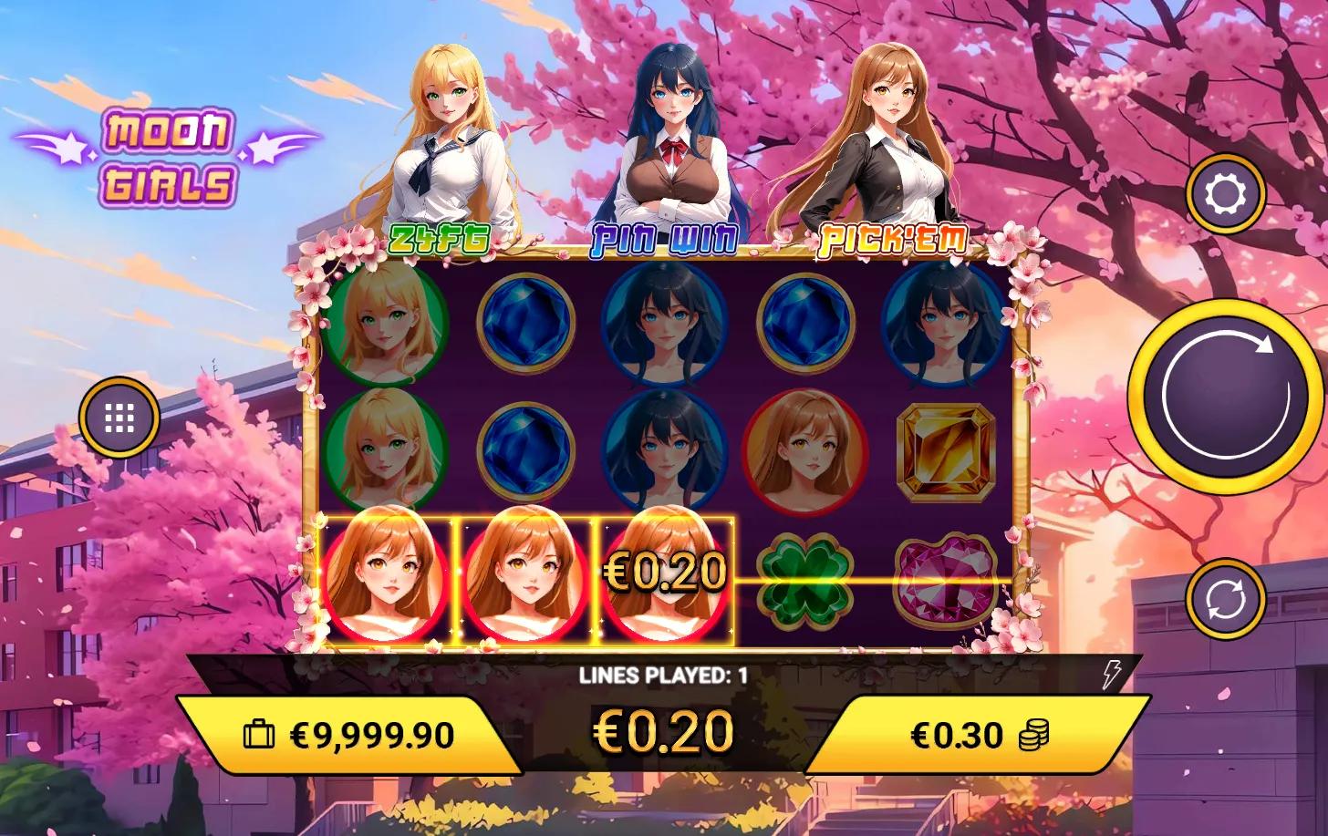 Moon Girls slot gameplay screenshot