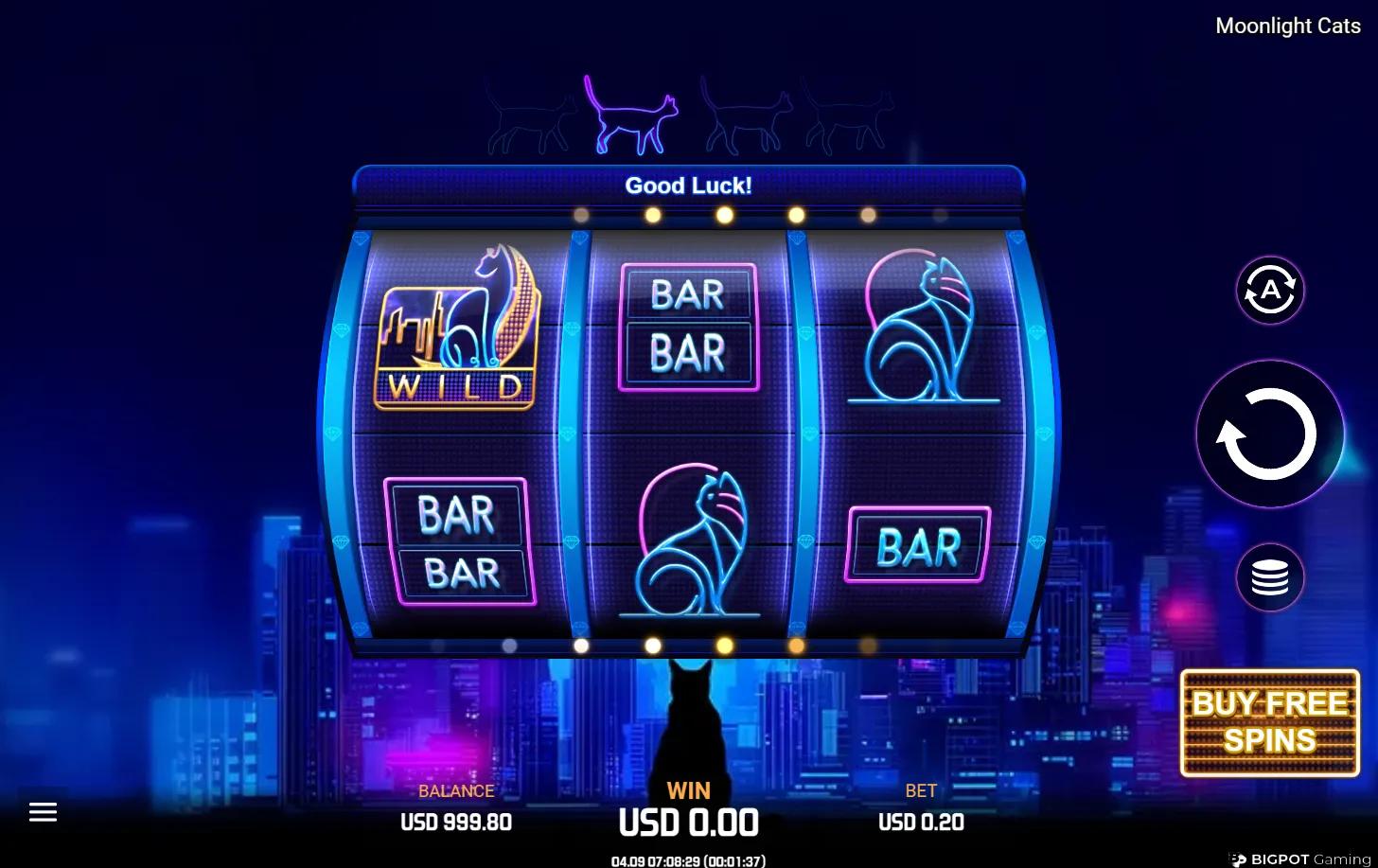 Moonlight Cats slot gameplay screenshot