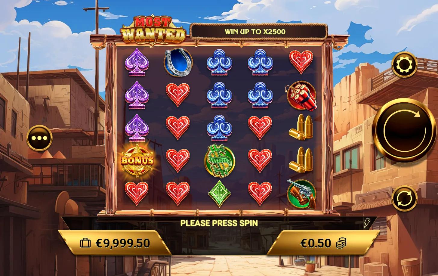 Most Wanted slot gameplay screenshot