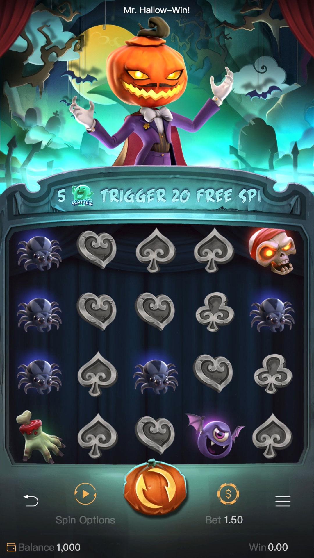 Mr. Hallow-Jackpot! slot gameplay screenshot