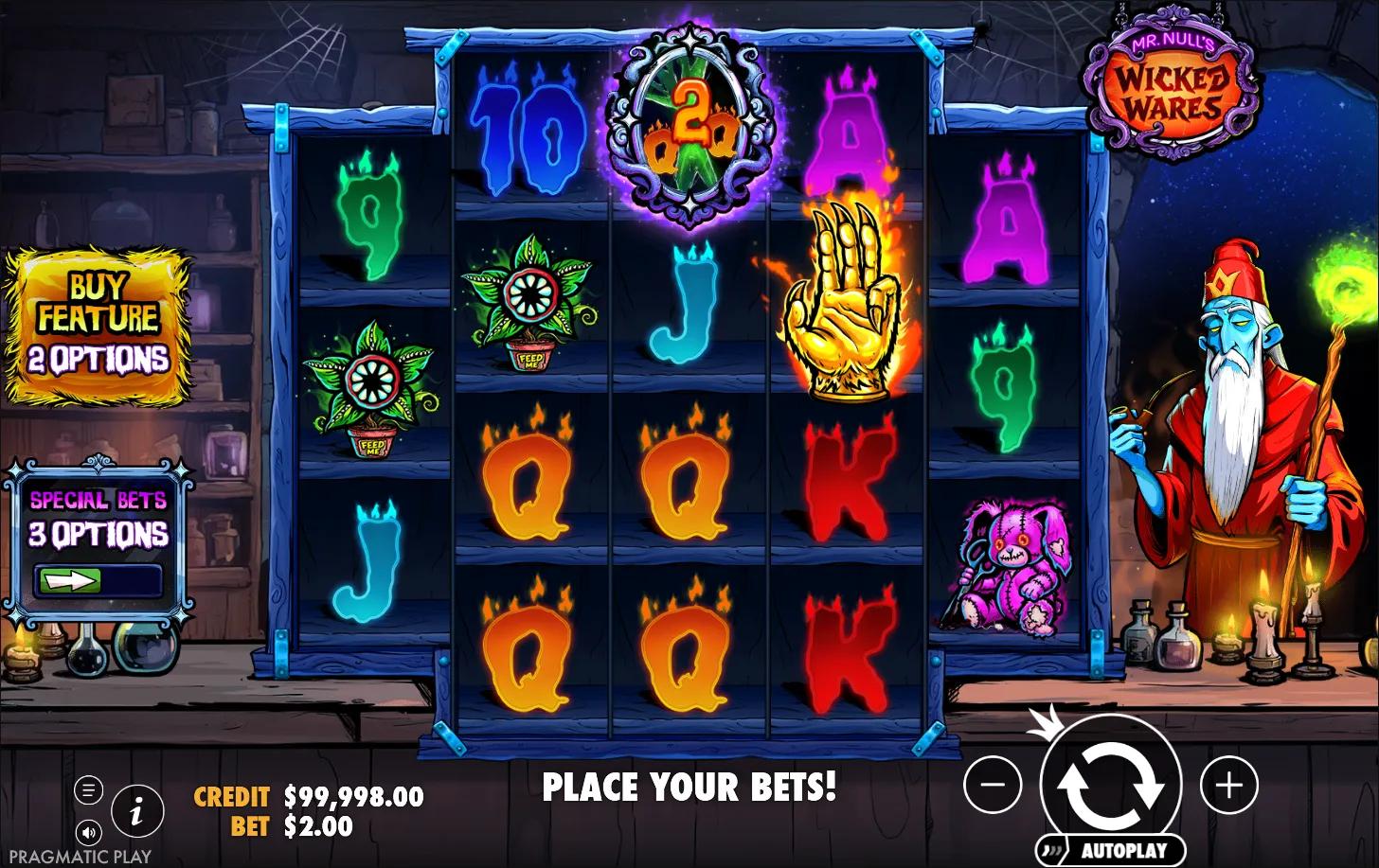 Mr. Null's Wicked Wares slot gameplay screenshot