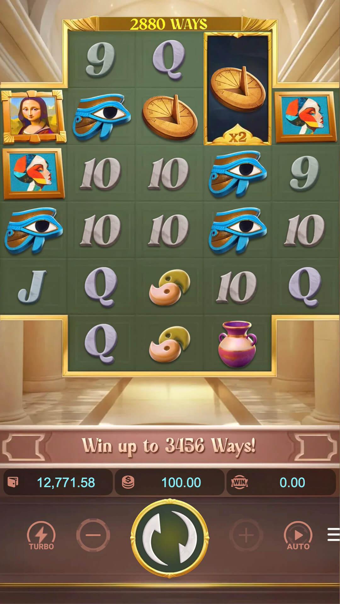 Museum Wonders slot gameplay screenshot