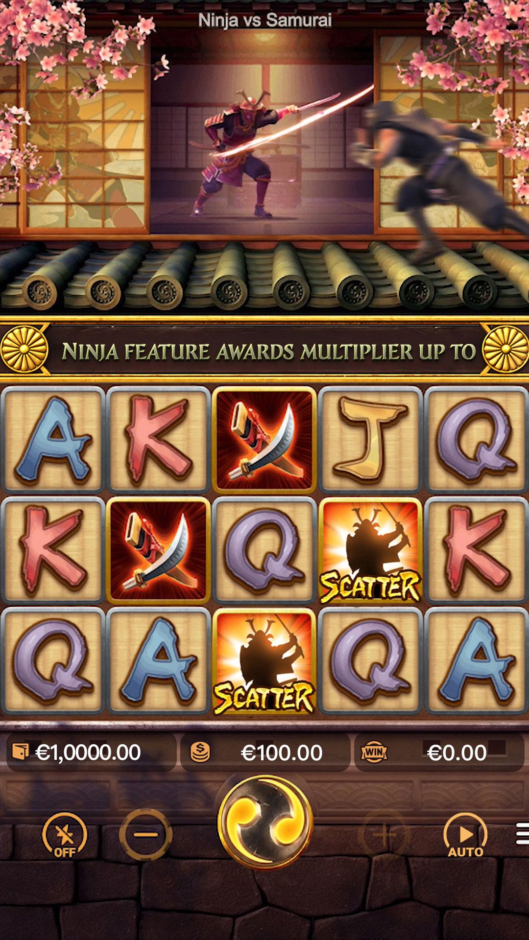 Ninja vs Samurai slot gameplay screenshot