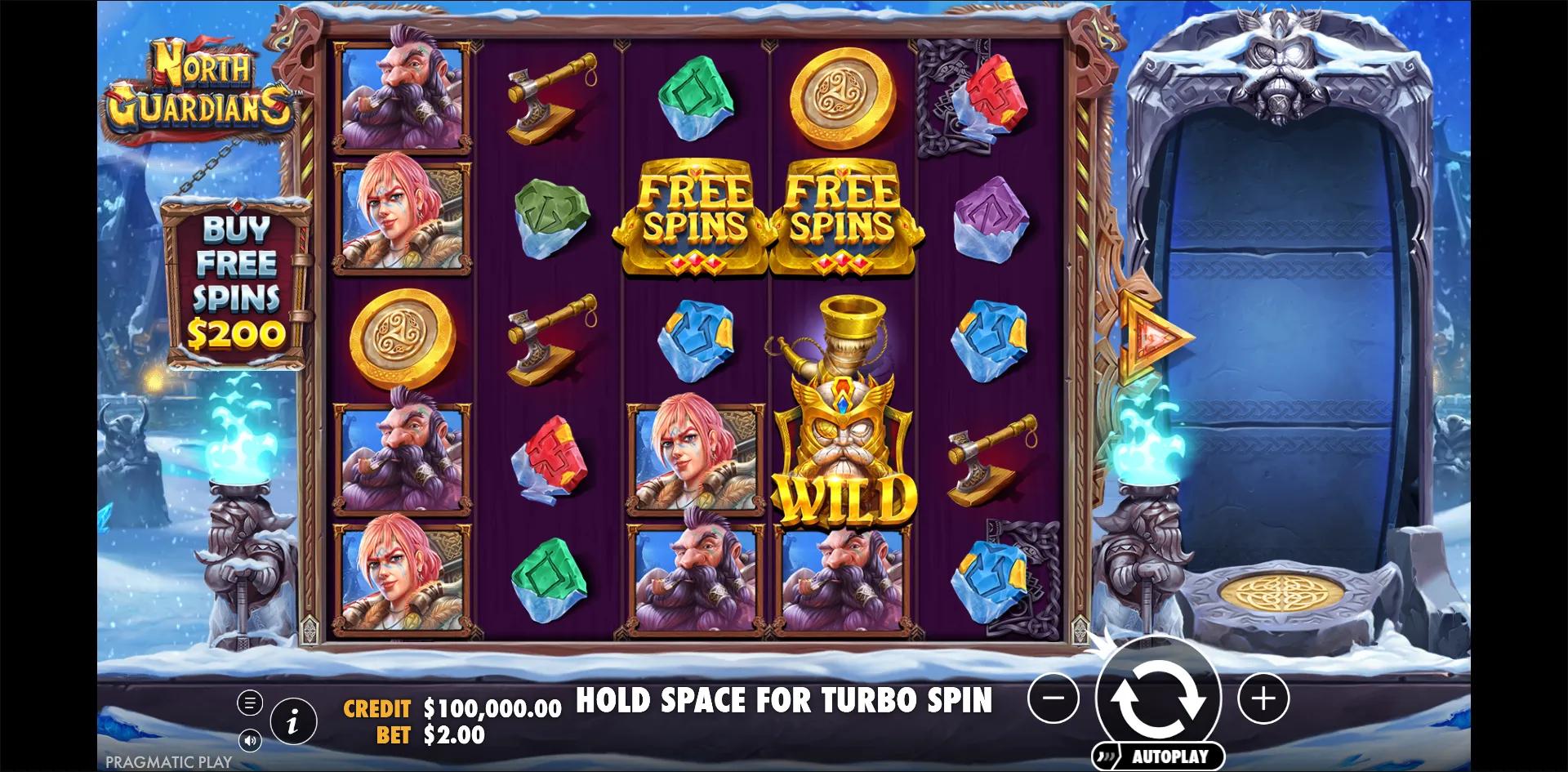 North Guardians slot gameplay screenshot