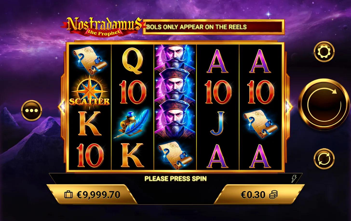 Nostradamus the Prophet slot gameplay screenshot
