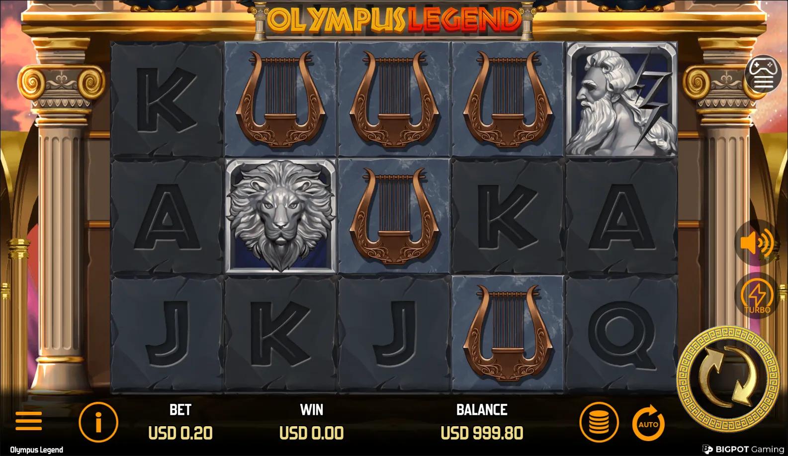 Olympus Legend slot gameplay screenshot