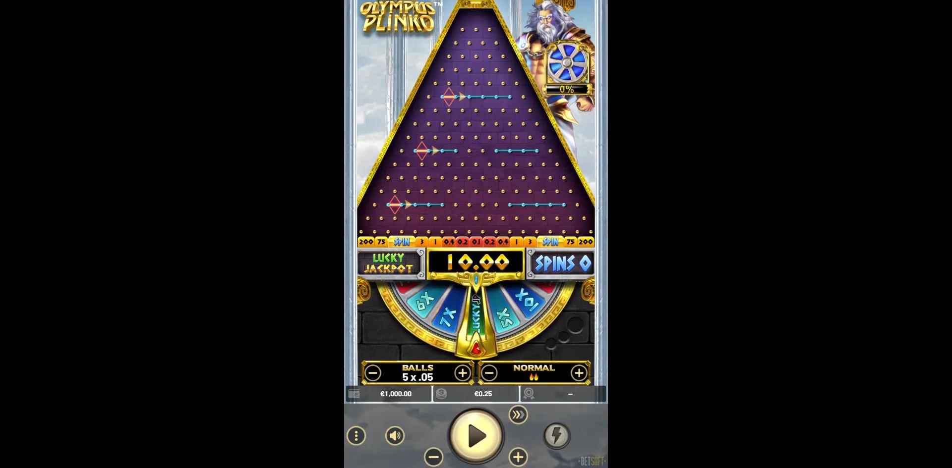 Olympus Plinko slot gameplay screenshot