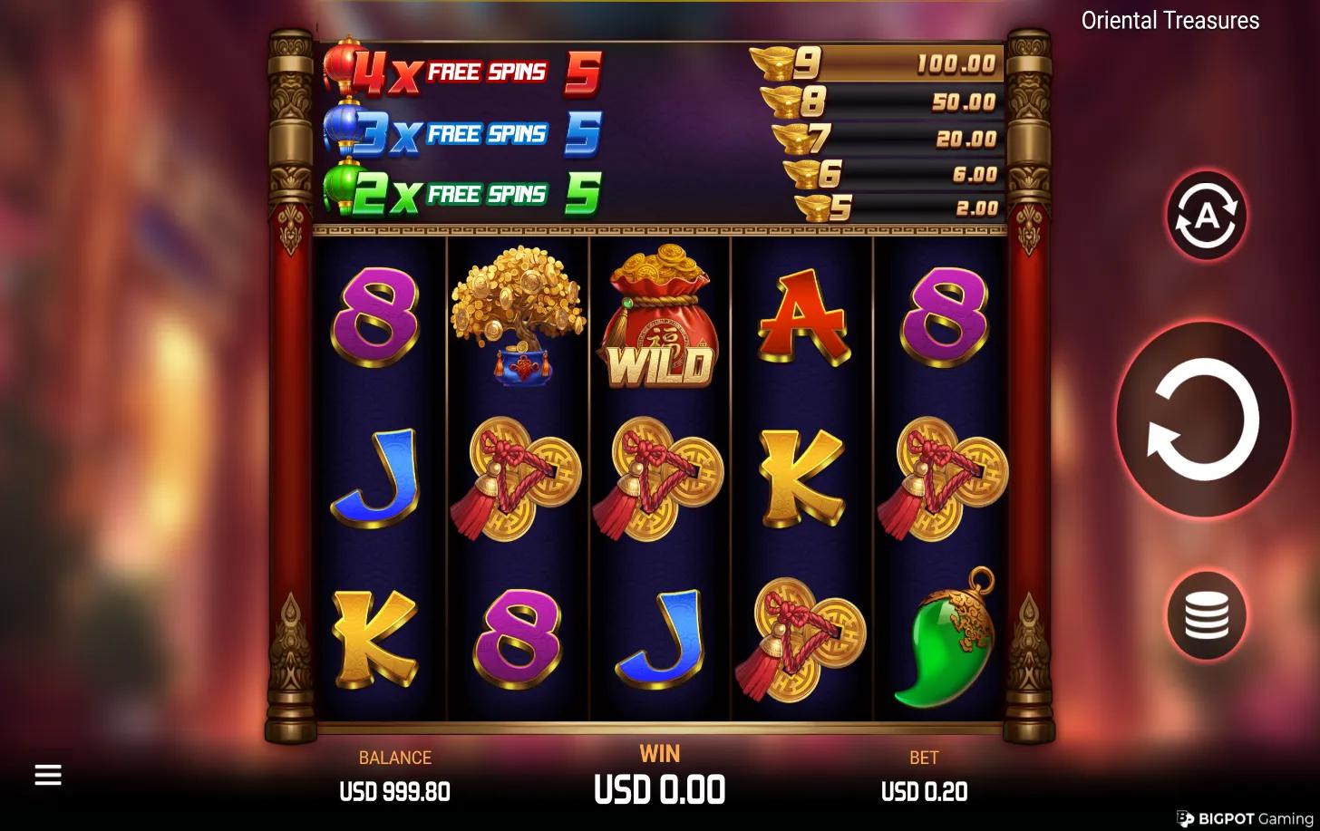 Oriental Treasures slot gameplay screenshot
