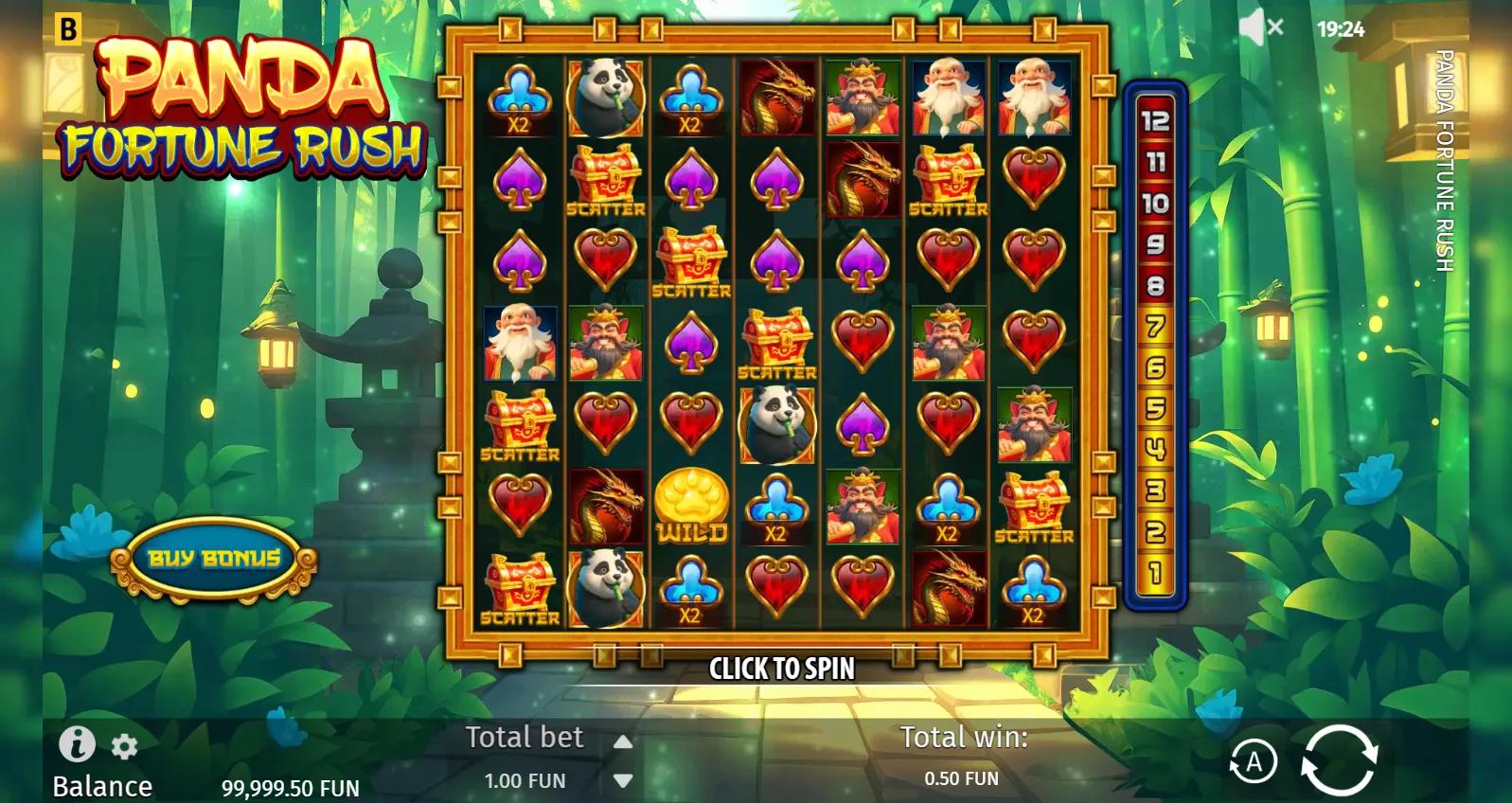 Animals slot Panda Fortune Rush from BGaming during gameplay