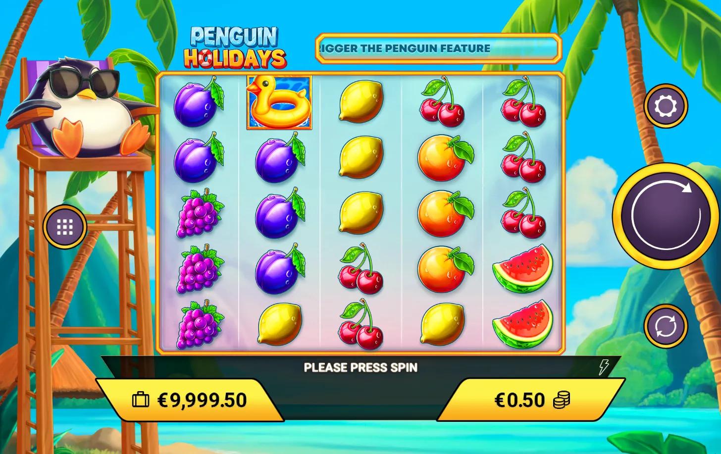 Penguin Holidays slot gameplay screenshot