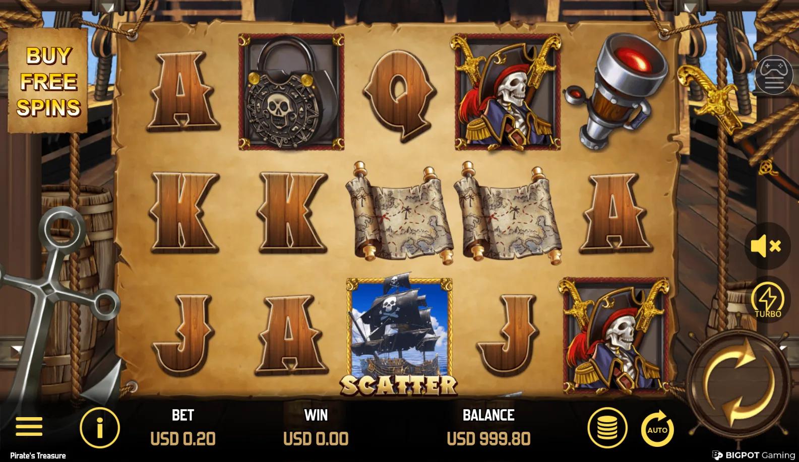 Pirate's Treasure slot gameplay screenshot