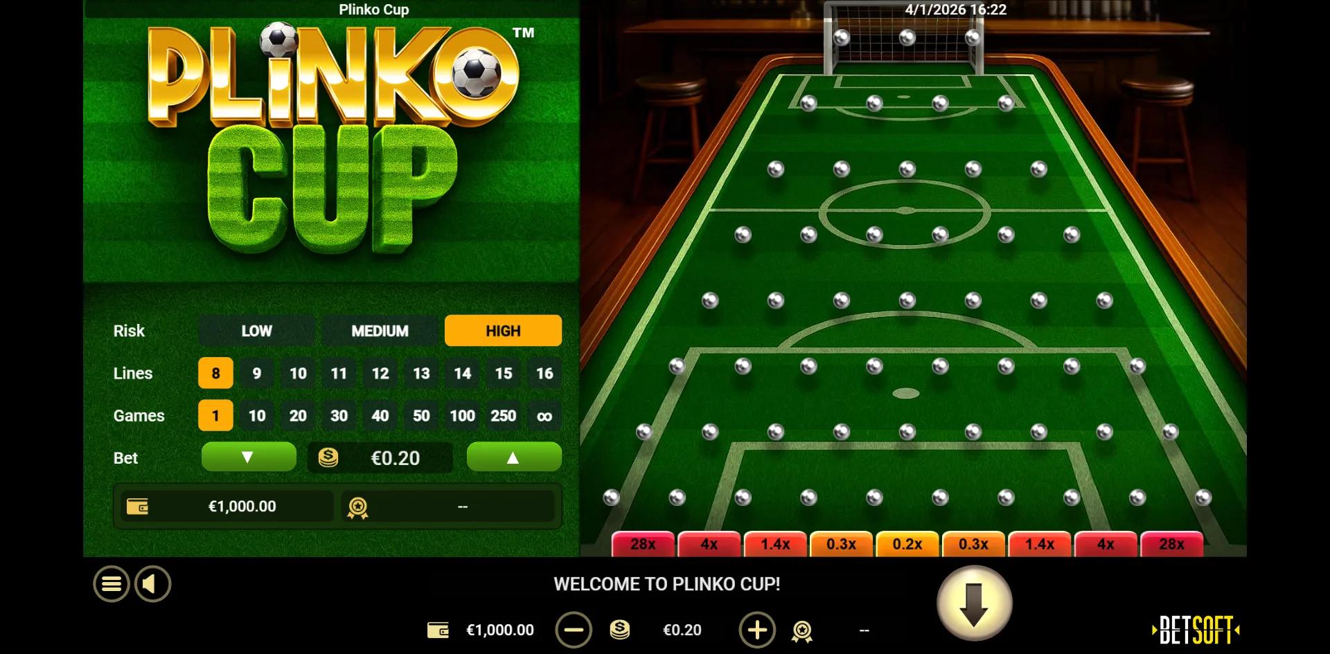Plinko Cup slot gameplay screenshot