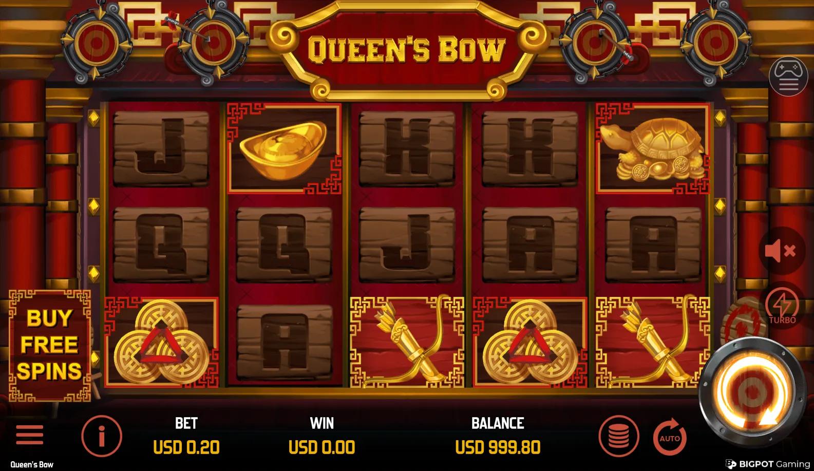 Queen's Bow slot gameplay screenshot