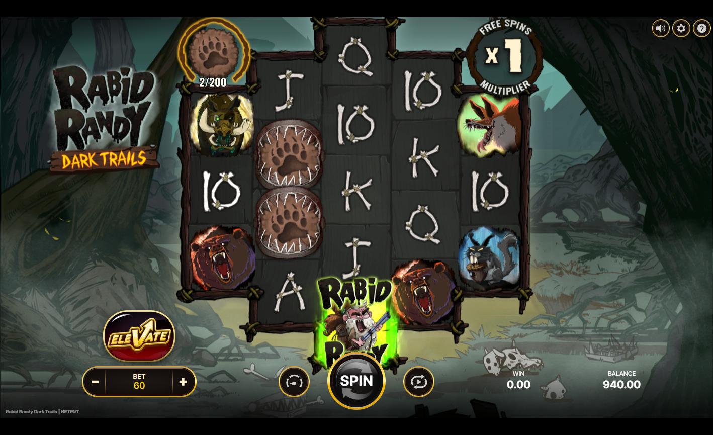 Rabid Randy Dark Trails slot gameplay screenshot
