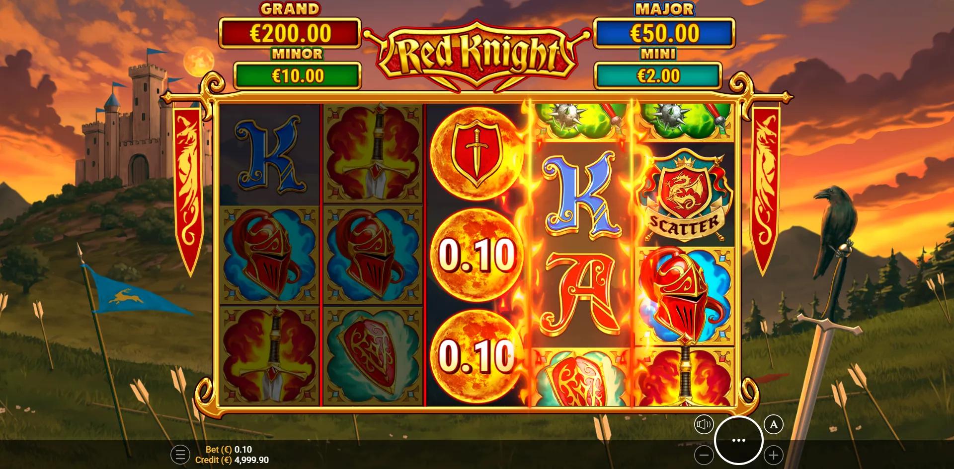Red Knight reels showing Fantasy symbols and Bonus Game