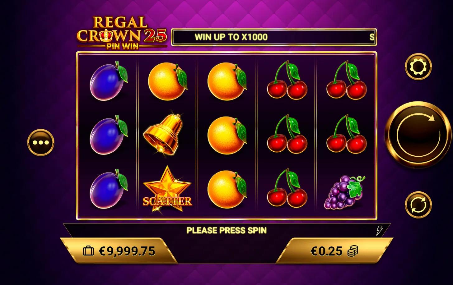 Regal Crown 25 slot gameplay screenshot