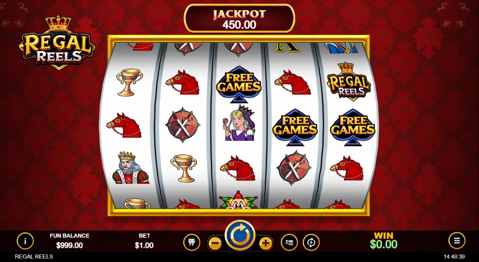 Regal Reels slot gameplay screenshot