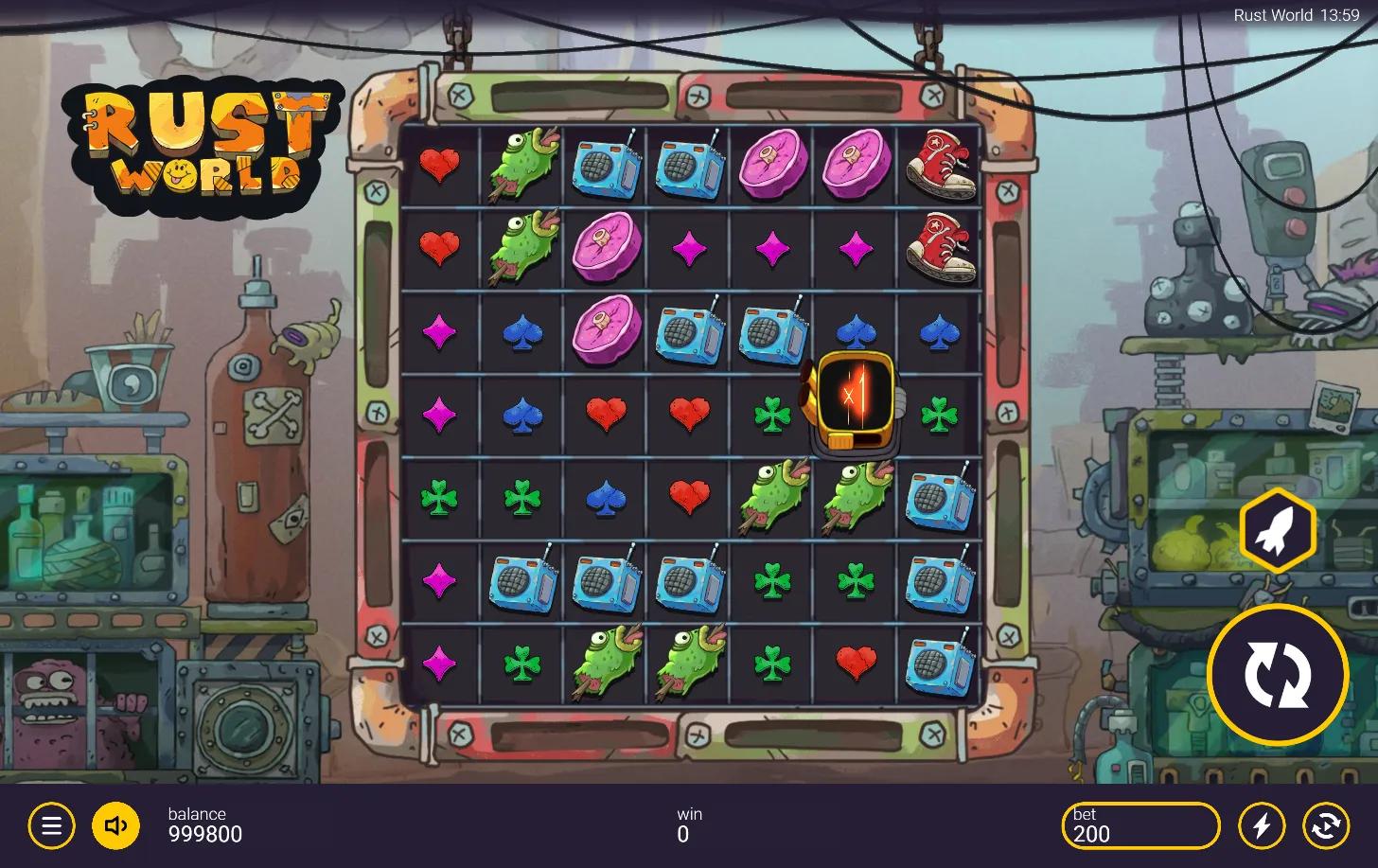 Rust World slot gameplay screenshot