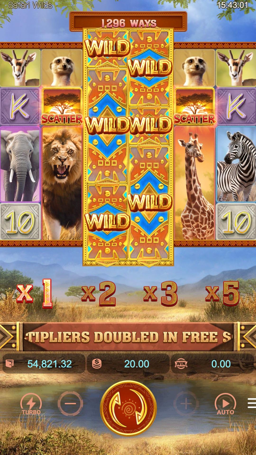 Safari Wilds slot gameplay screenshot