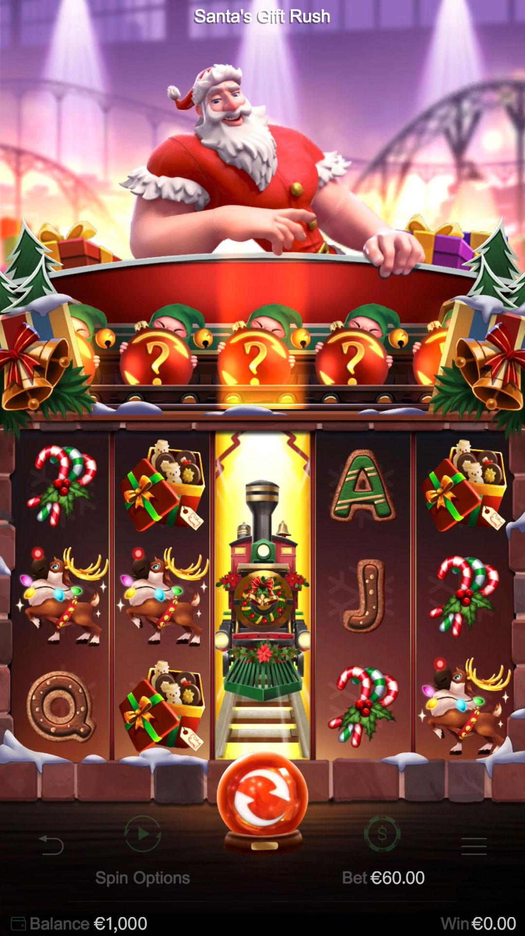 Santa's Gift Rush slot gameplay screenshot